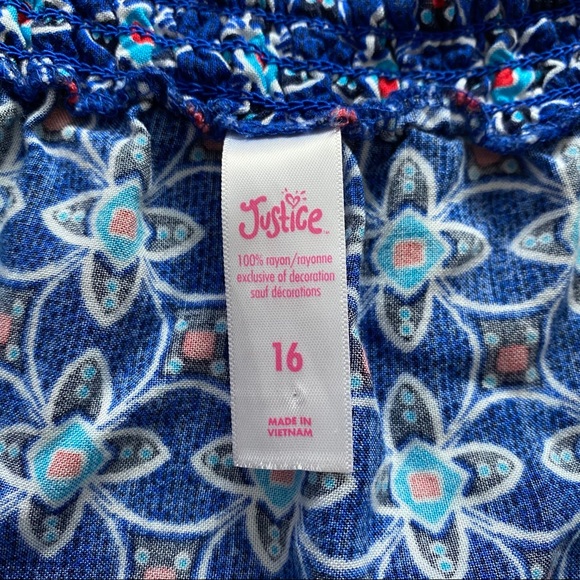 Justice Blue Geometric Print Short Sleeve Romper - Picture 5 of 8